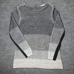 Helmut Lang Sweater Pullover Women Small Gray White Knit Viscose Blend